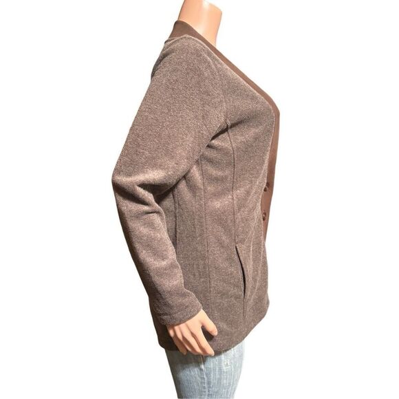 Bundle two Pulp long sleeve fleece brown and green v neck button up sweater M - Picture 2 of 11